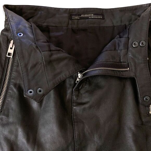 ❤️SOLD❤️ALL SAINTS Genuine Black Leather Skirt |Size: US 4| - Picture 10 of 12